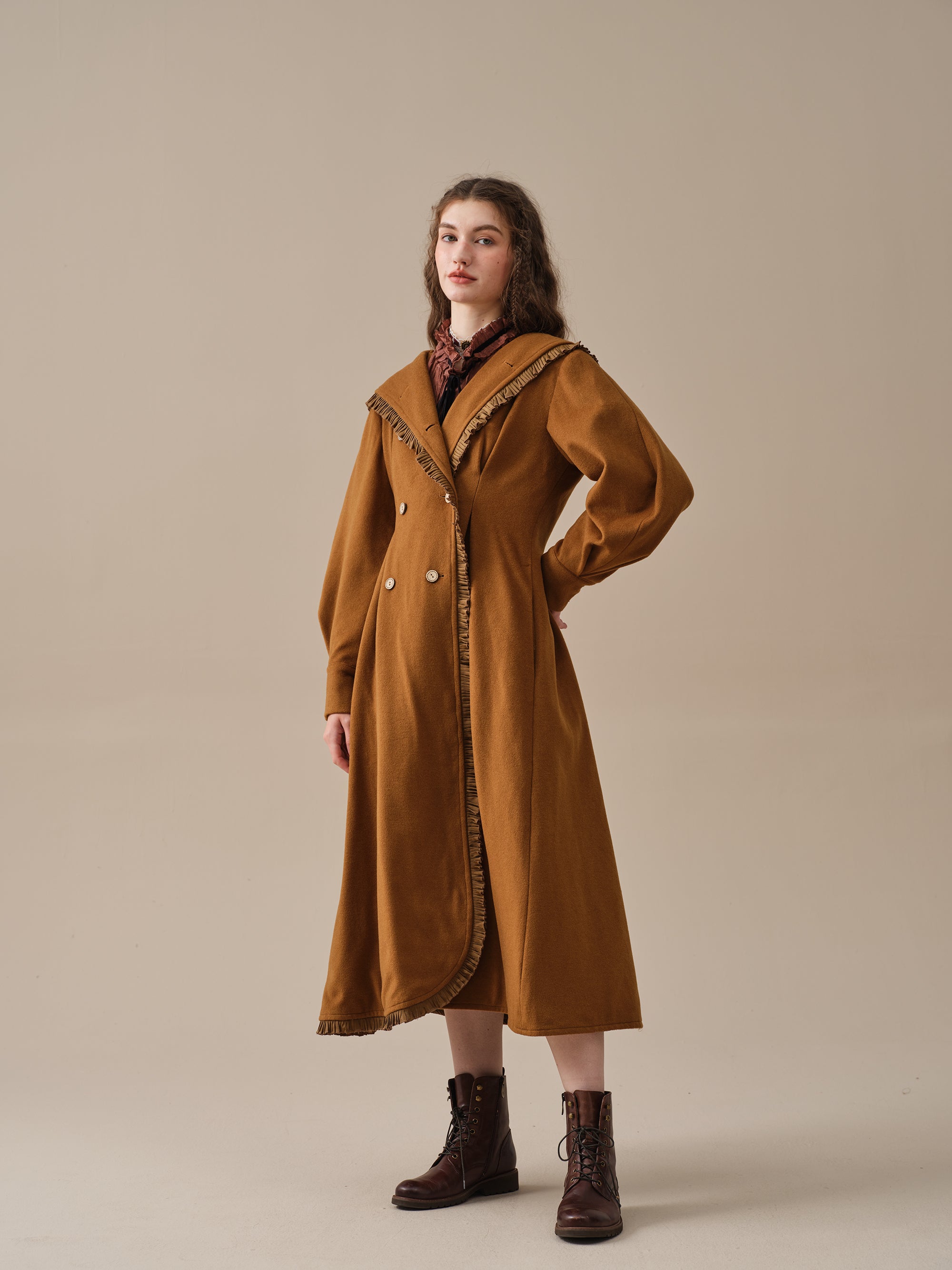 Jacques 25 long hooded victorian coat 100 wool Linennaive