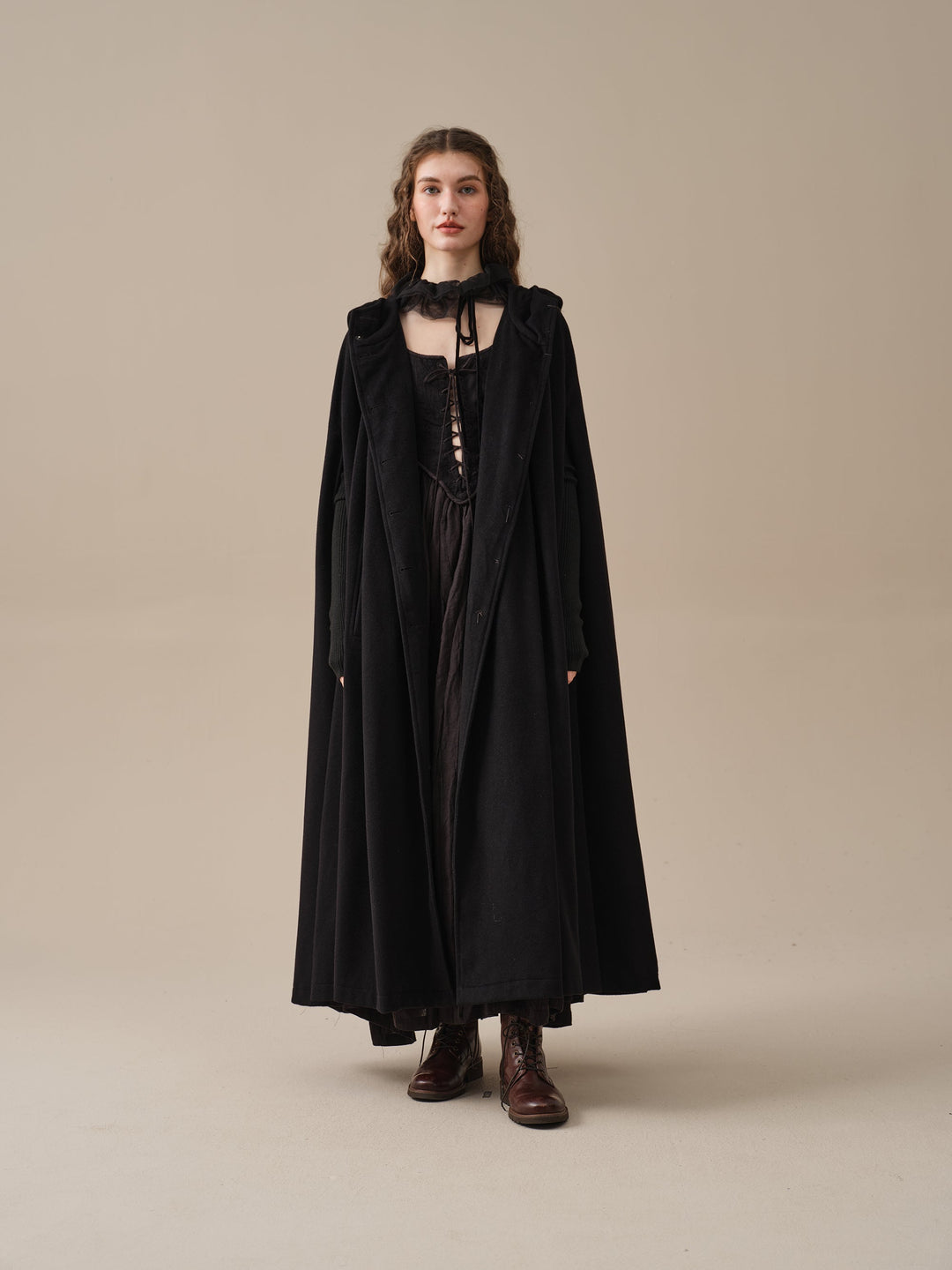 ARIEL 14 | HOODED WOOL CLOAK COAT