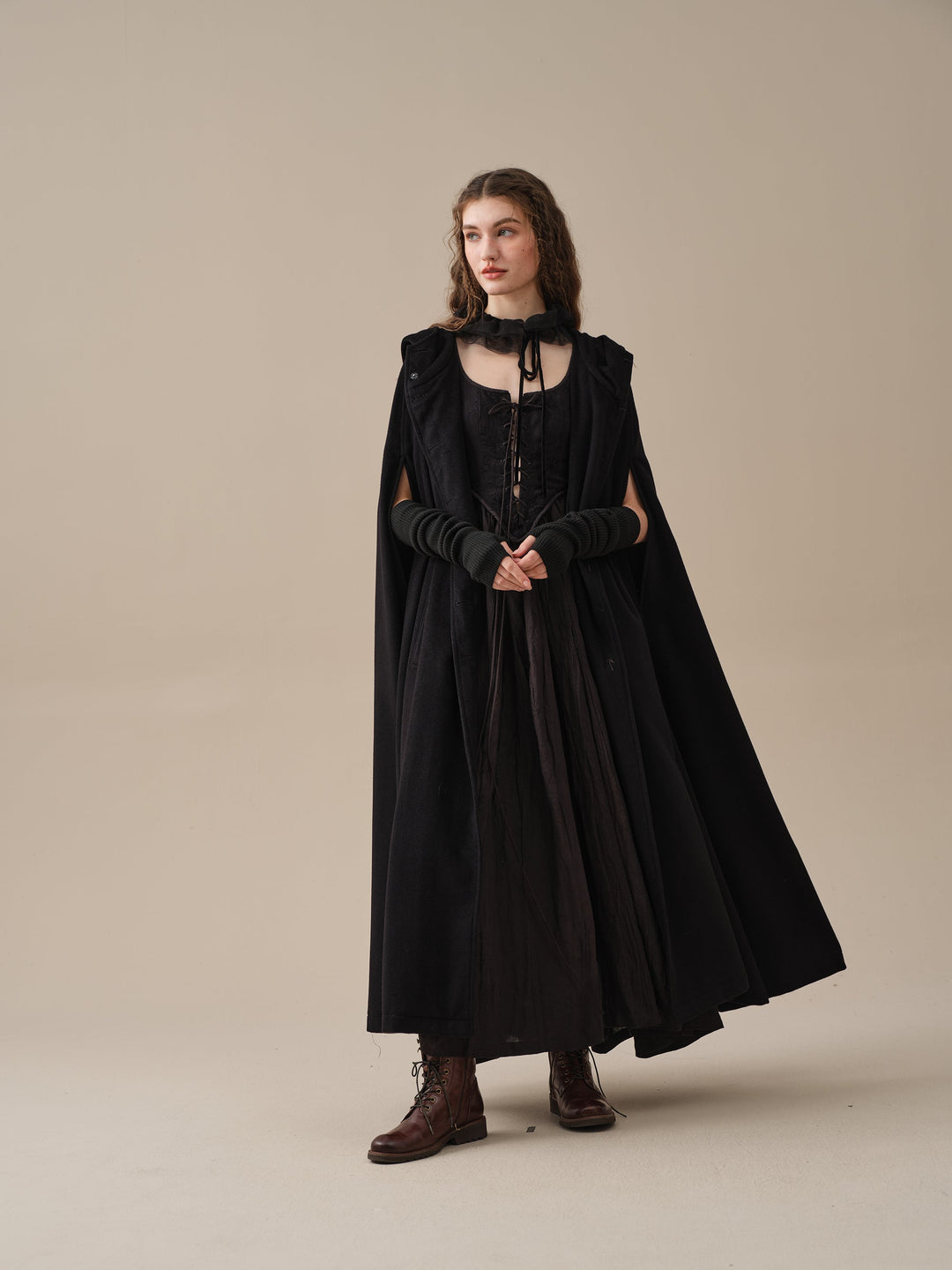 ARIEL 14 | HOODED WOOL CLOAK COAT