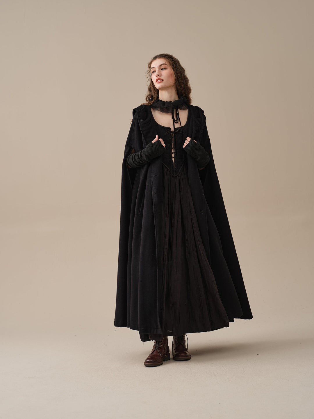 ARIEL 14 | HOODED WOOL CLOAK COAT