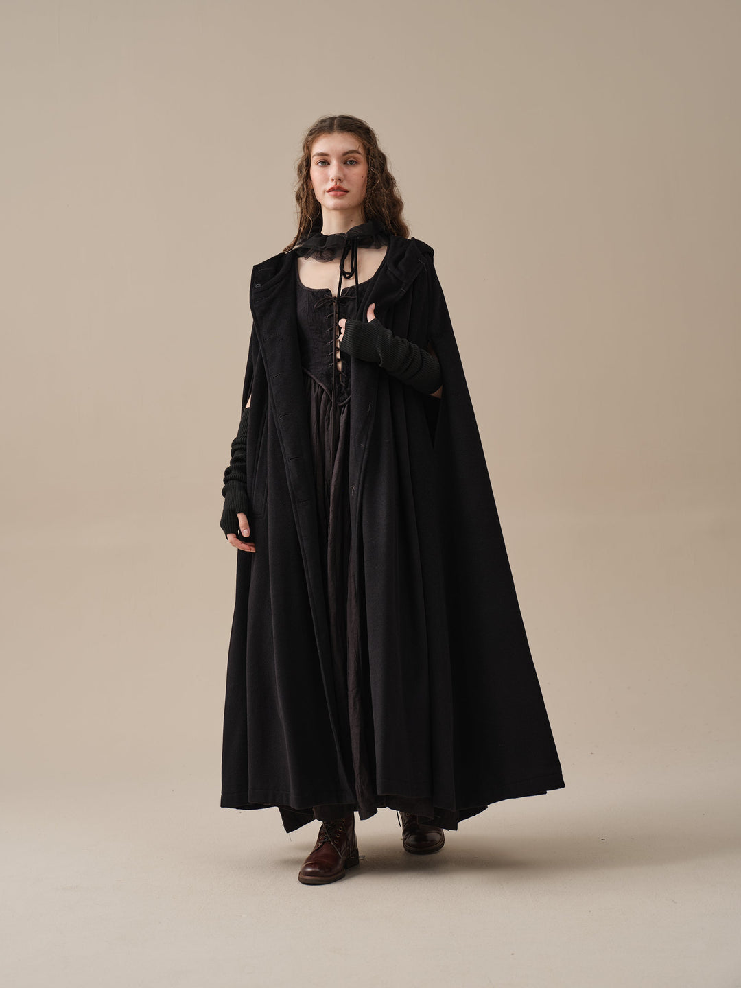 ARIEL 14 | HOODED WOOL CLOAK COAT