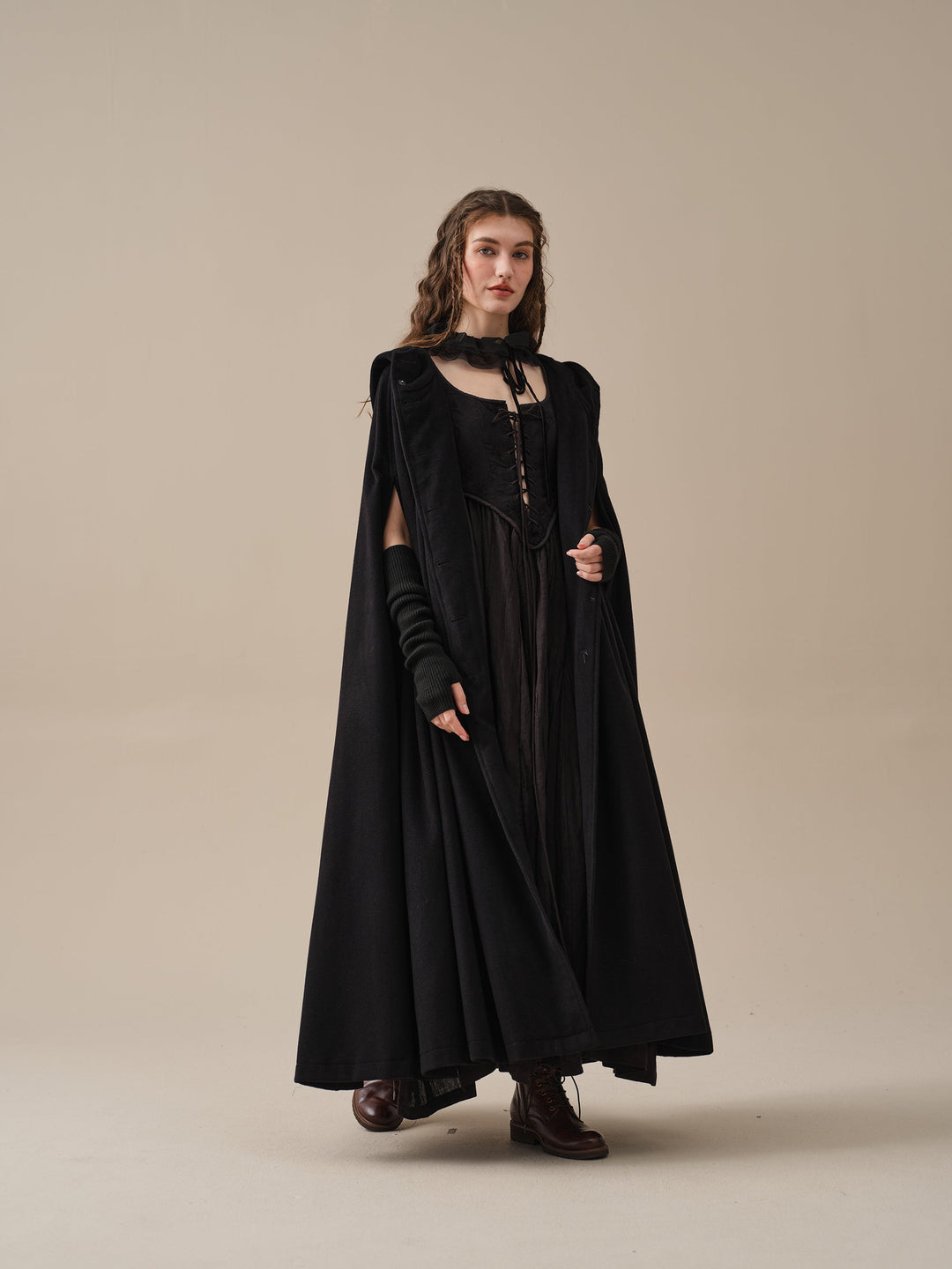 ARIEL 14 | HOODED WOOL CLOAK COAT