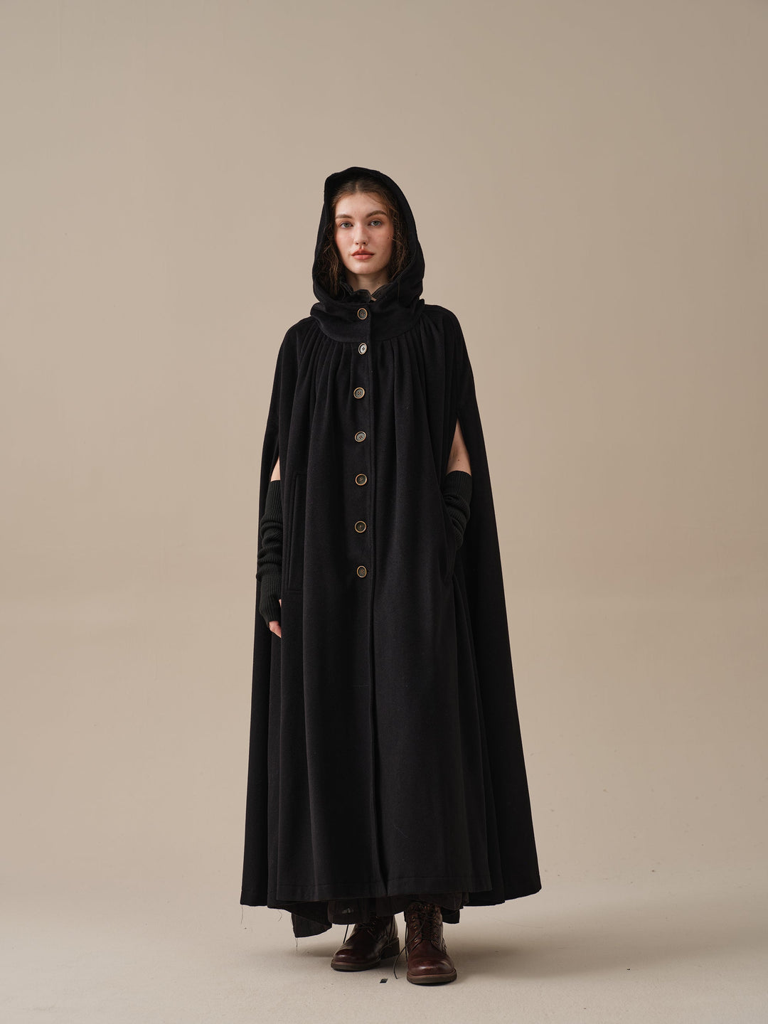 ARIEL 14 | HOODED WOOL CLOAK COAT