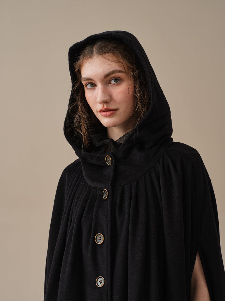 ARIEL 14 | HOODED WOOL CLOAK COAT