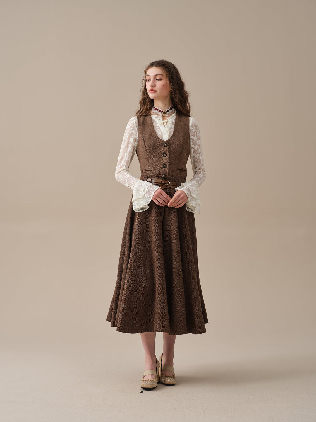 Norma 16 | Front buttoned wool skirt