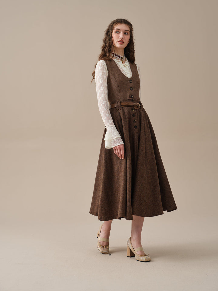 Norma 16 | Front buttoned wool skirt