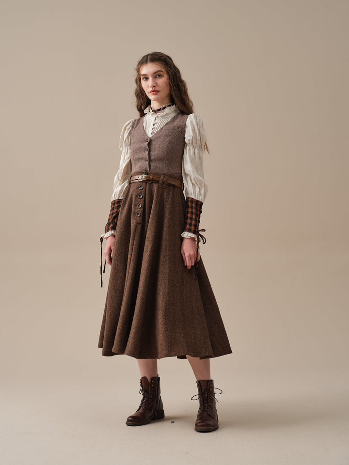 Norma 16 | Front buttoned wool skirt