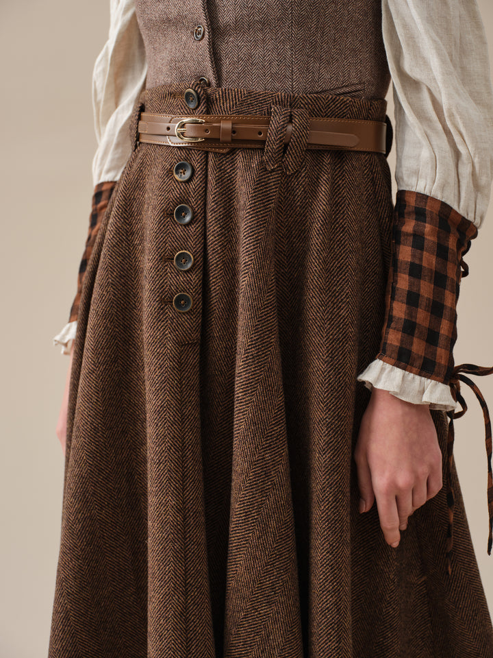 Norma 16 | Front buttoned wool skirt