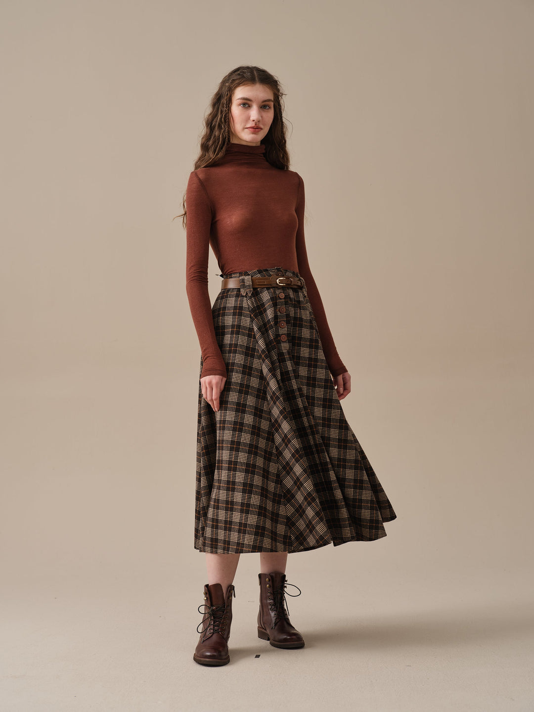 Norma 16 | Front buttoned wool skirt