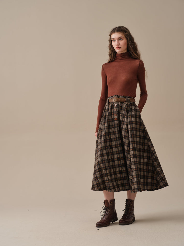 Norma 16 | Front buttoned wool skirt