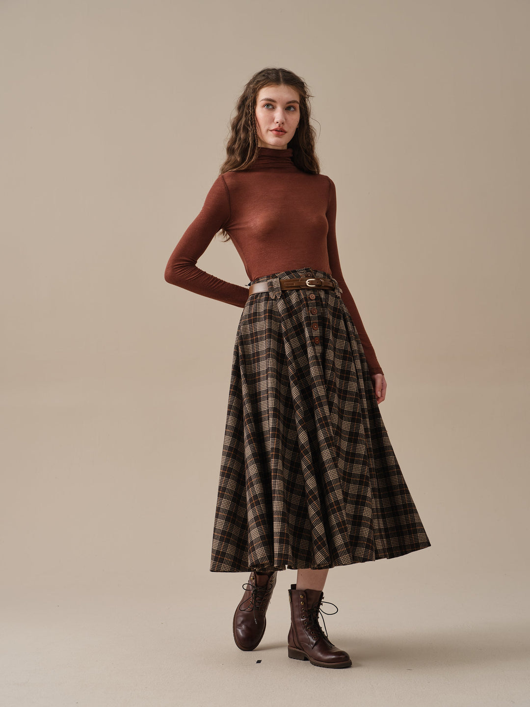 Norma 16 | Front buttoned wool skirt