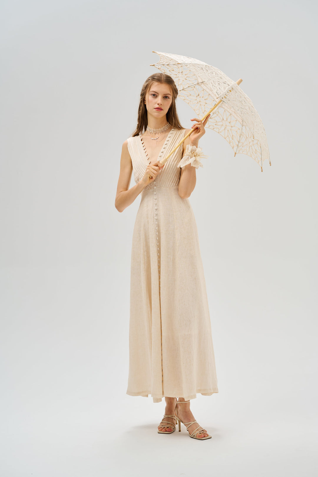 Rebecca 18 | Pleated Maxi Linen Dress