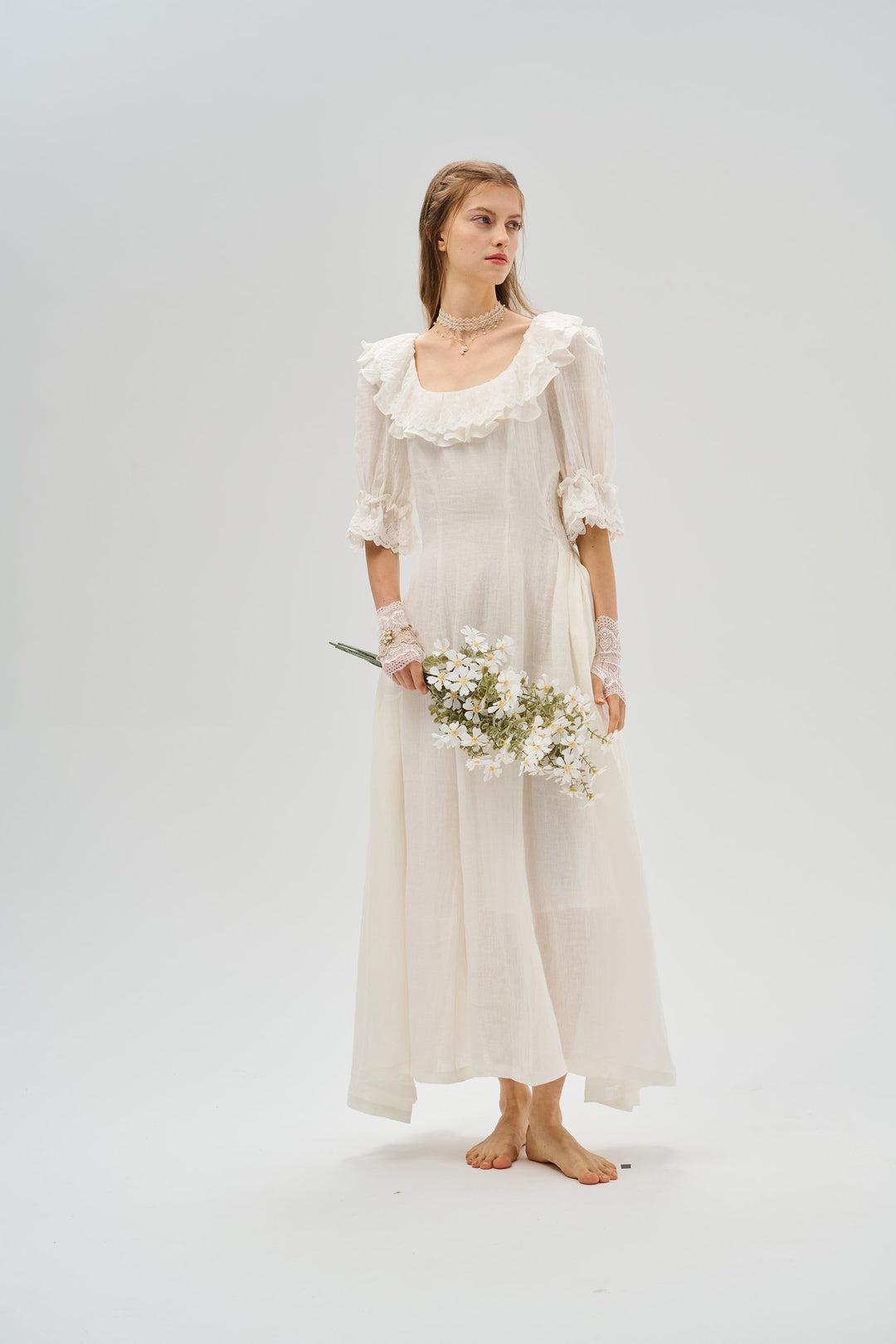 Elysia 15 | Lace-up linen flared dress