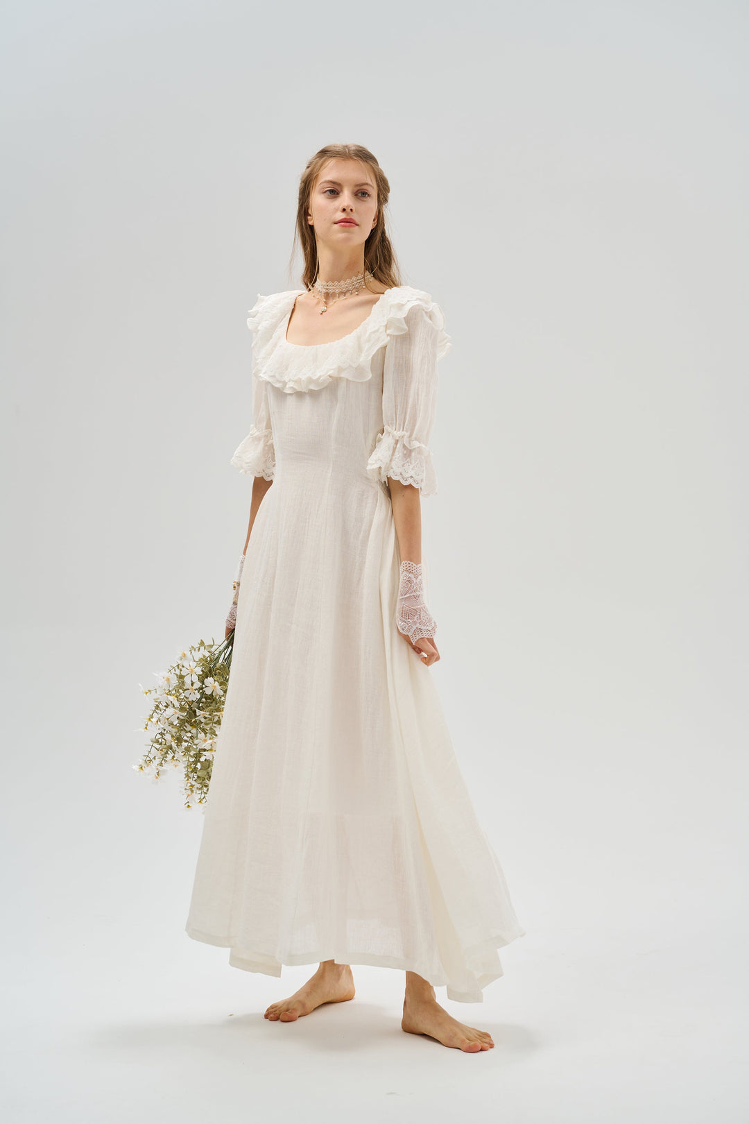 Elysia 15 | Lace-up linen flared dress