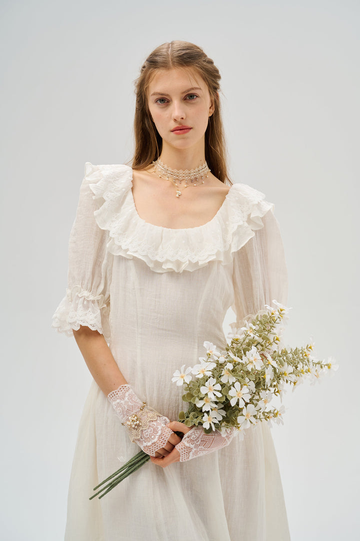 Elysia 15 | Lace-up linen flared dress