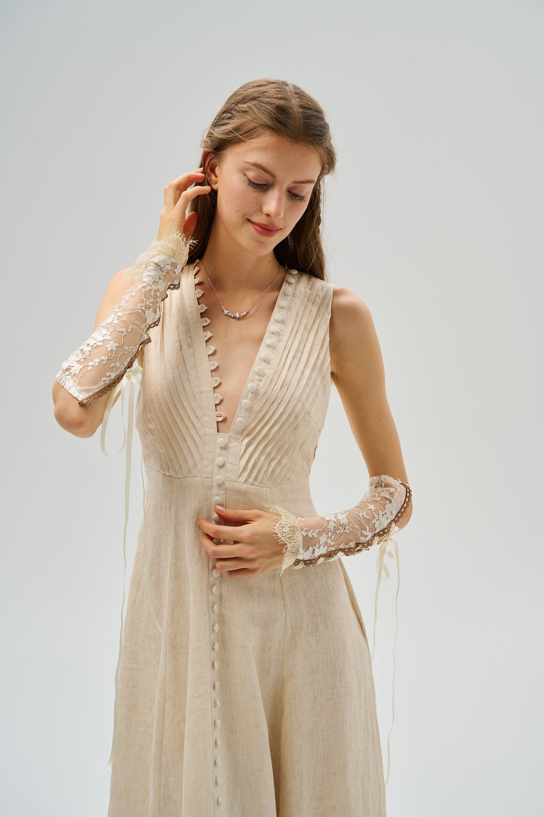 Rebecca 18 | Pleated Maxi Linen Dress