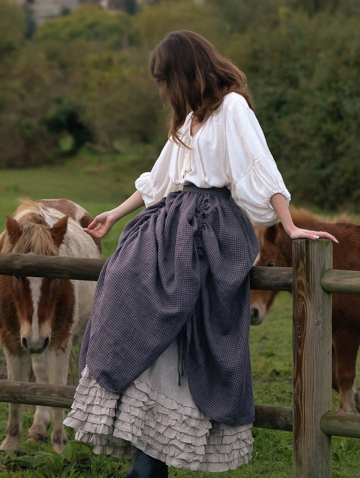 Pearl 15 | Ruffled drawstring linen skirt