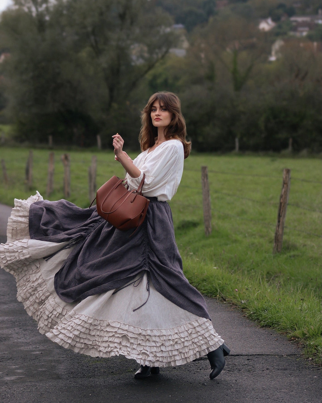 Pearl 15 | Ruffled drawstring linen skirt