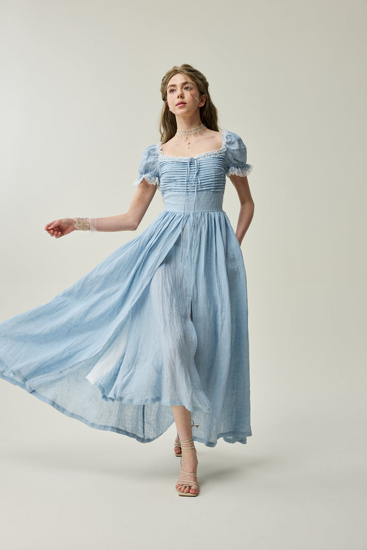 Monet Haze 26 | Fairy layered Linen Dress with pintucks