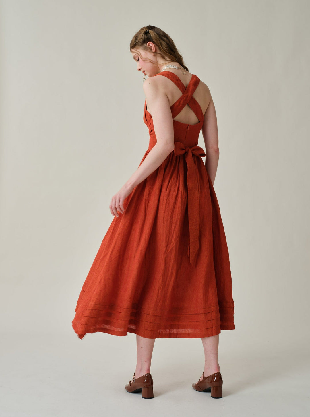 Vetiver 23 | cross back linen dress