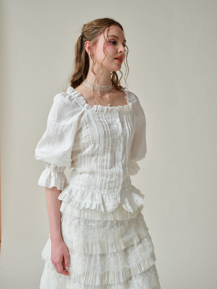 Martha 21 | Handmade lace linen blouse