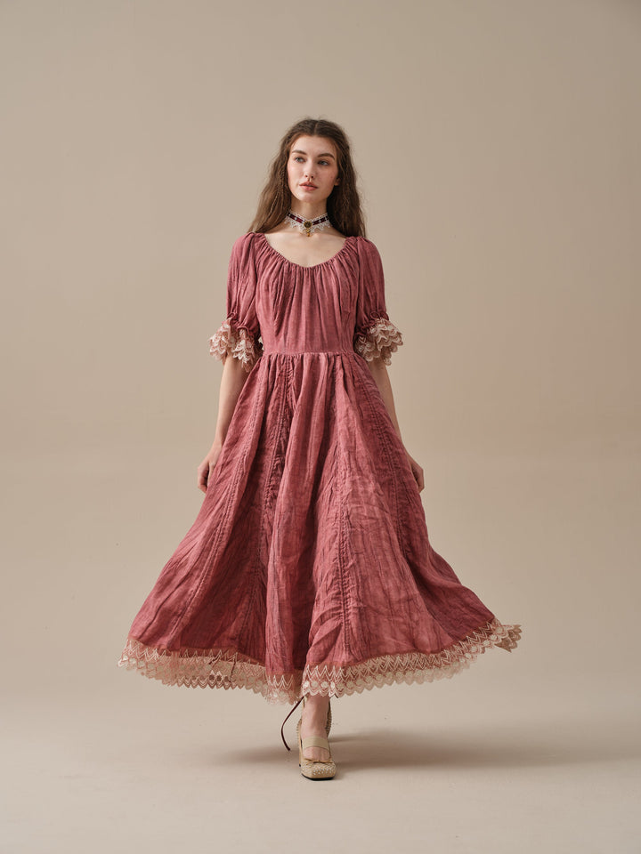 Elowen 27 | Lace Linen dress gown ( 2 way to wear )