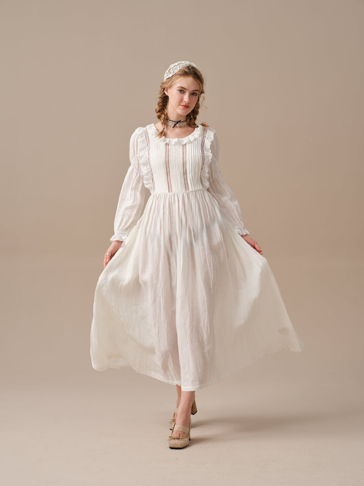 Jesmine 17 | Romantic Linen Dress With French Lace