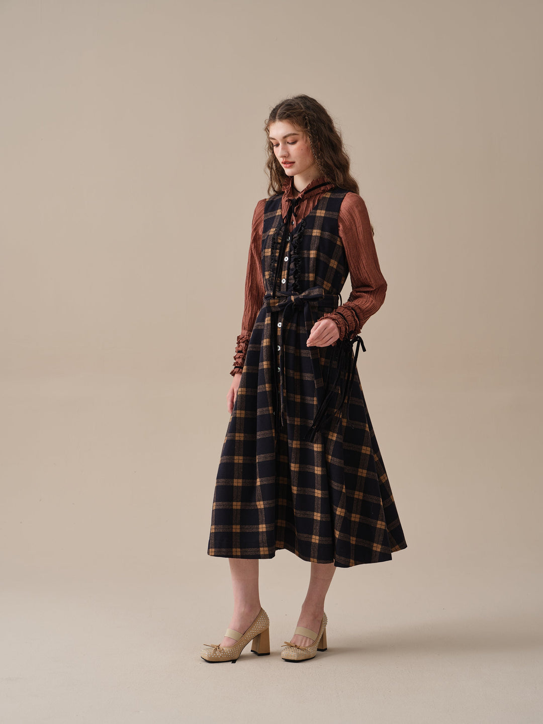 Victoria 35 | tartan lace wool dress