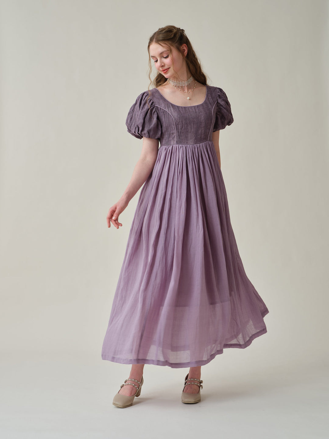 Ellena 33 | tie-dyed regency linen dress