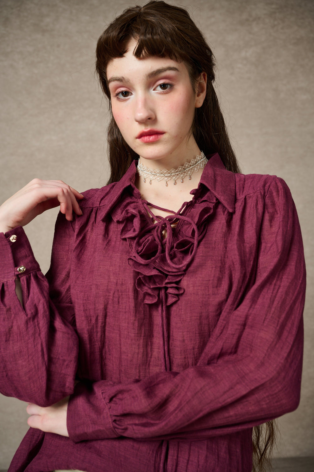 Laurel 13 | Lace-up Linen Blouse Shirt