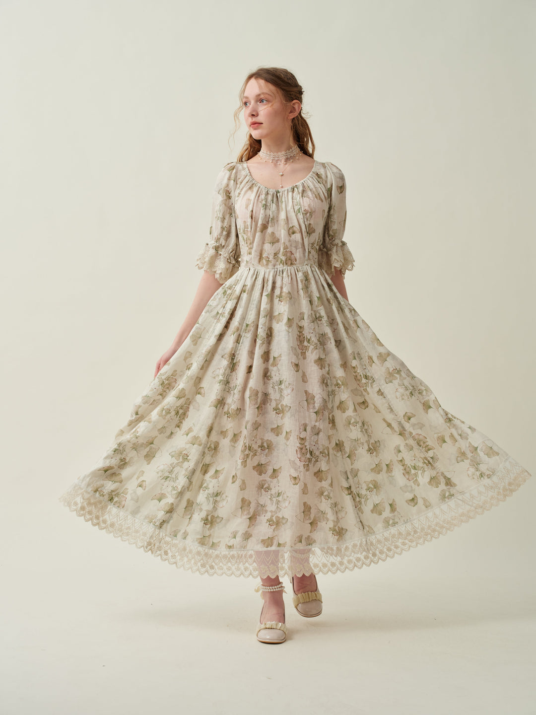 Elowen 27 | Lace Linen dress gown ( 2 way to wear )