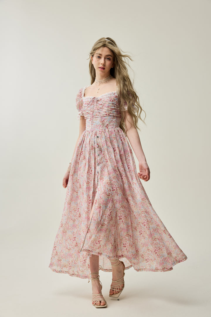 Monet Haze 26 | Fairy layered Linen Dress with pintucks