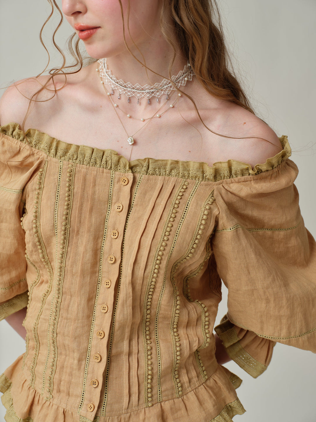 Martha 21 | Handmade lace linen blouse