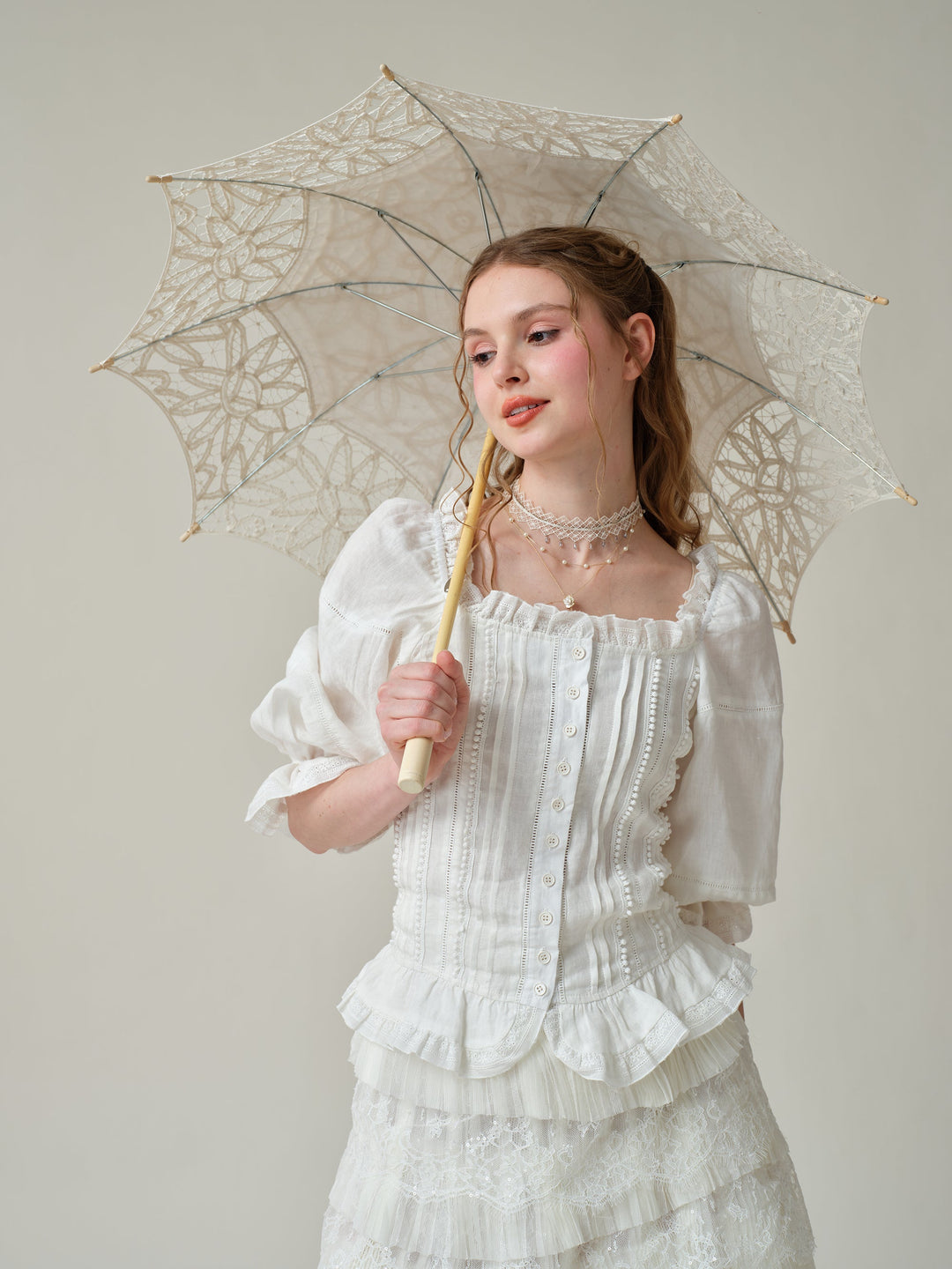 Martha 21 | Handmade lace linen blouse