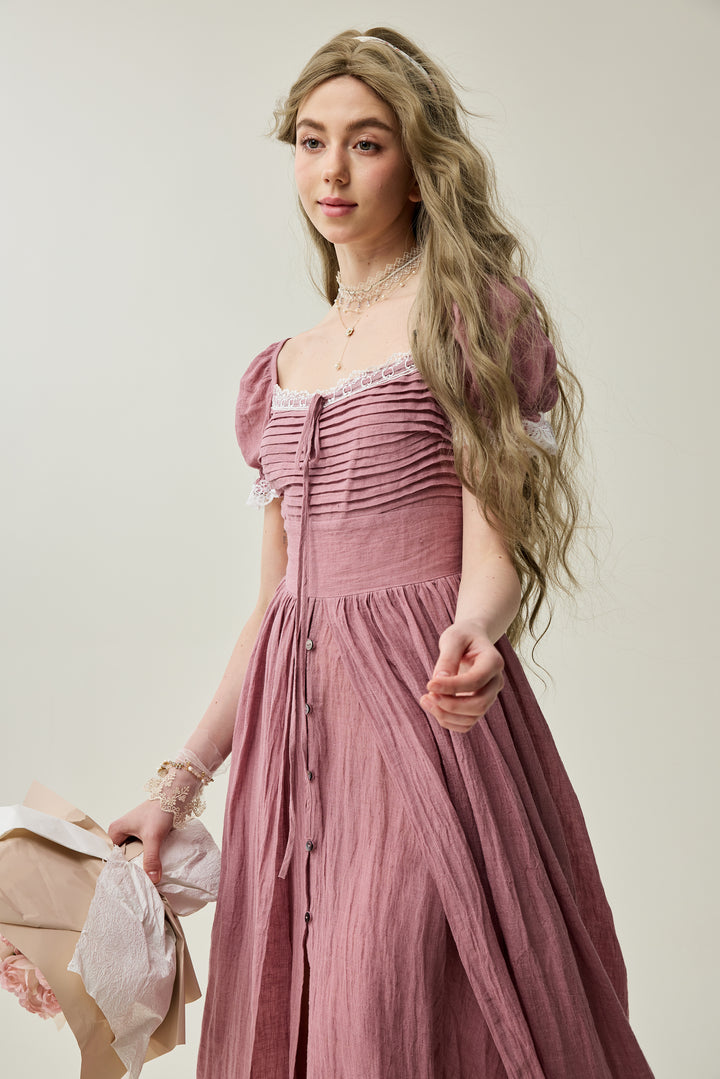 Monet Haze 26 | Fairy layered Linen Dress with pintucks