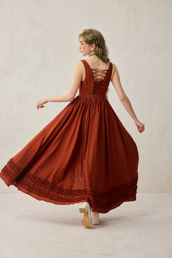 Wearable Poetry 17 | Ruffled linen dress & skirt （2 pieces)