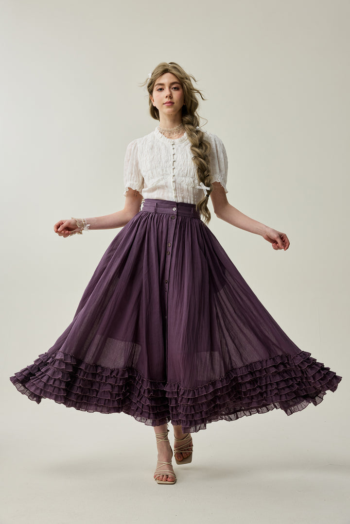 Dorothy 27 | Ruffled maxi linen skirt