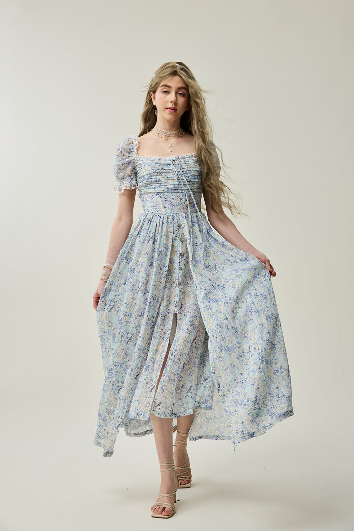 Monet Haze 26 | Fairy layered Linen Dress with pintucks