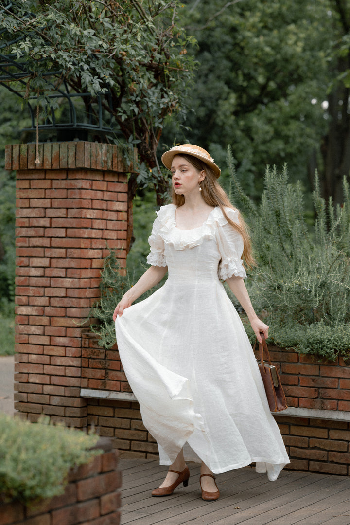 Elysia 15 | Lace-up linen flared dress