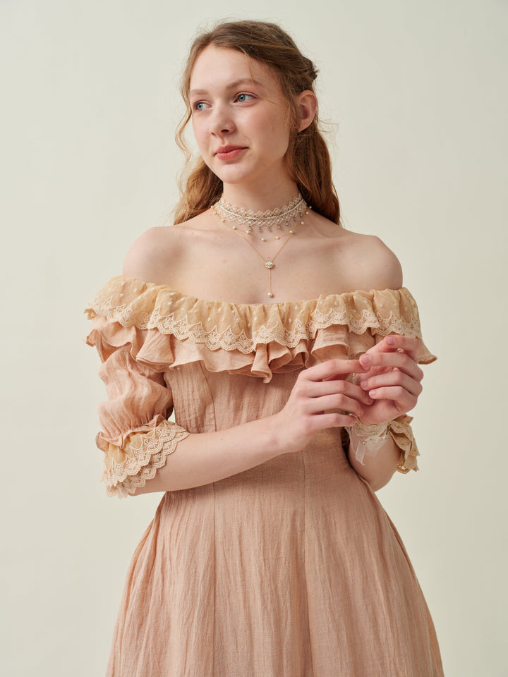 Elysia 15 | Lace-up linen flared dress