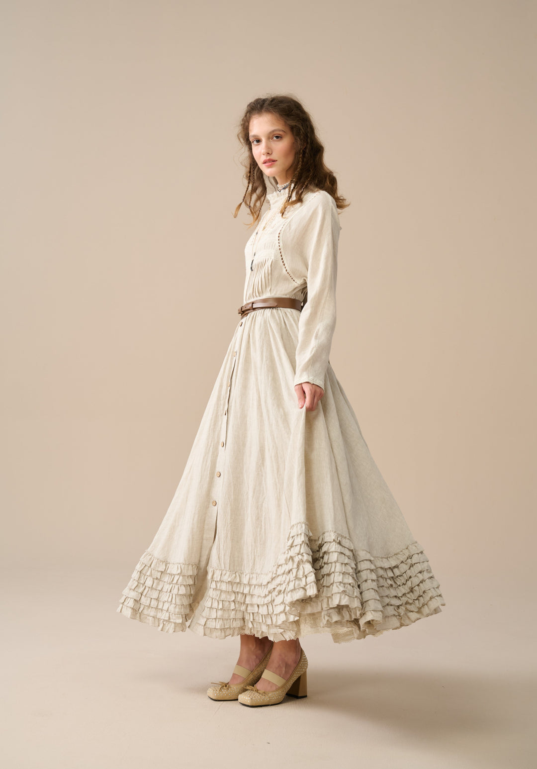 Dorothy 27 | Ruffled maxi linen skirt