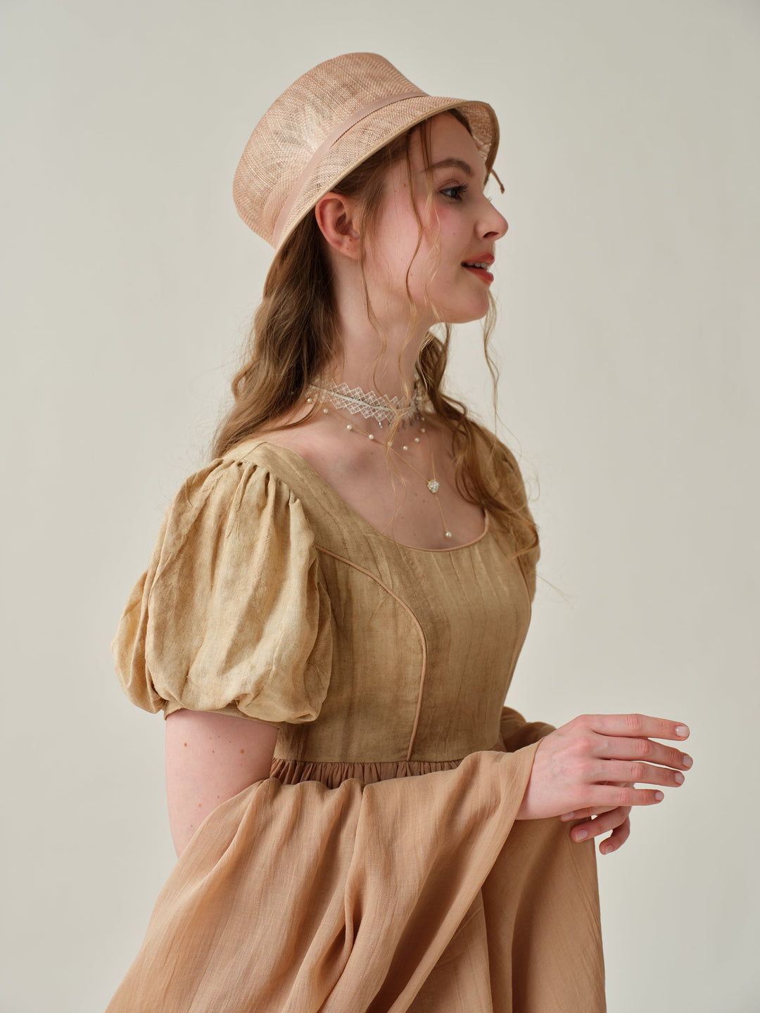 Ellena 33 | tie-dyed regency linen dress