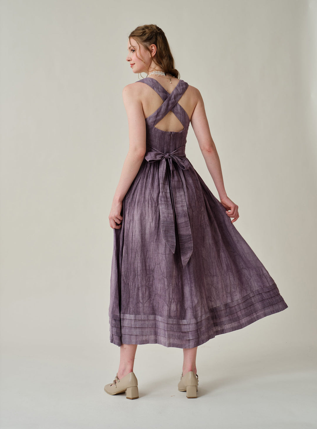 Vetiver 23 | cross back linen dress