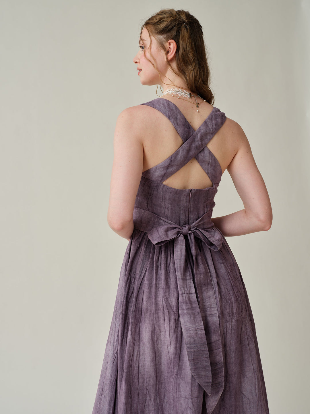 Vetiver 23 | cross back linen dress