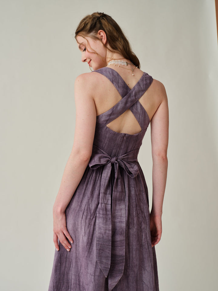 Vetiver 23 | cross back linen dress