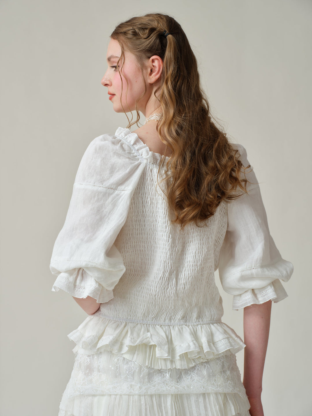 Martha 21 | Handmade lace linen blouse