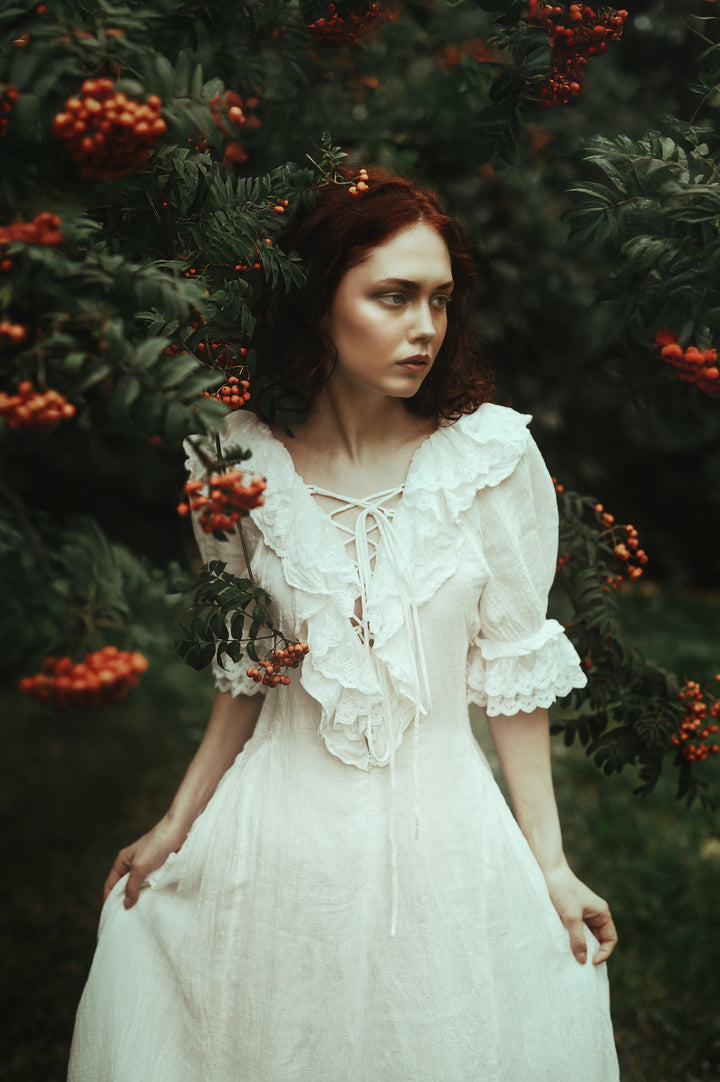 Elysia 15 | Lace-up linen flared dress