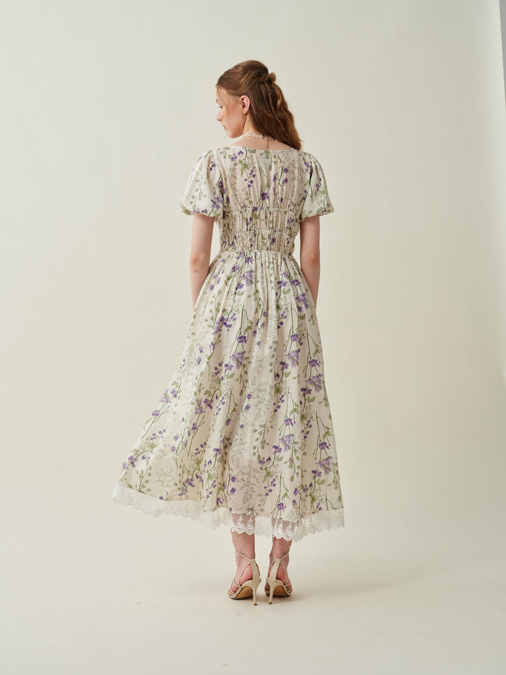 Iris 23 | Floral 100% linen dress