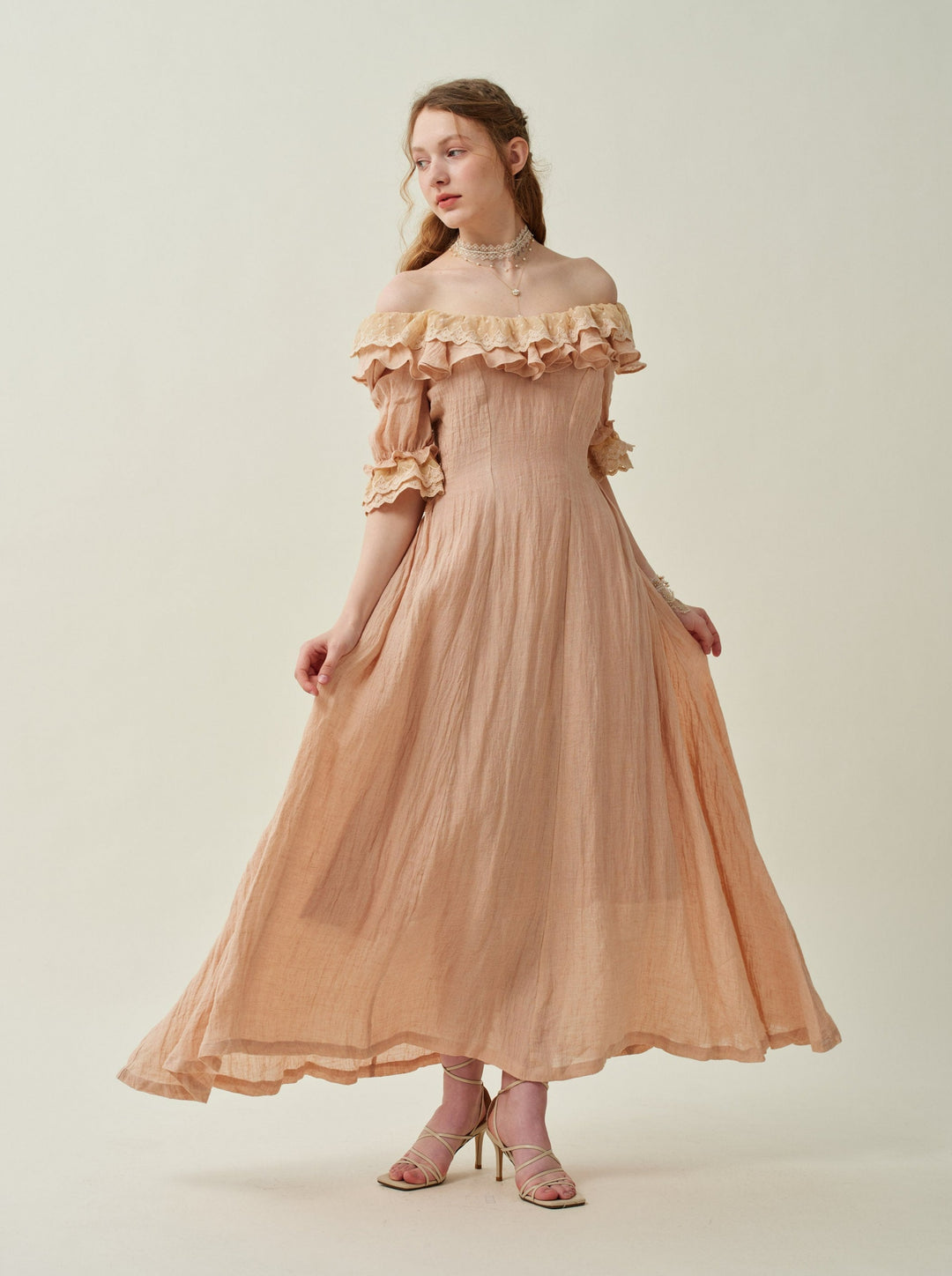 Elysia 15 | Lace-up linen flared dress