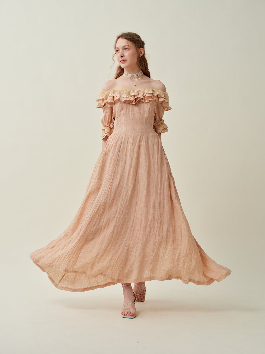 Elysia 15 | Lace-up linen flared dress